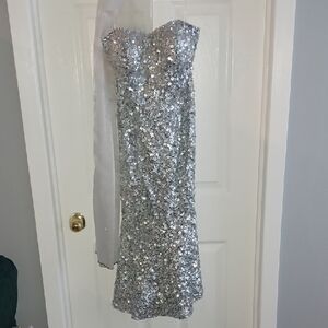 Glamorous Silver Sequin Dress